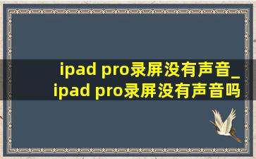 ipad pro录屏没有声音_ipad pro录屏没有声音吗